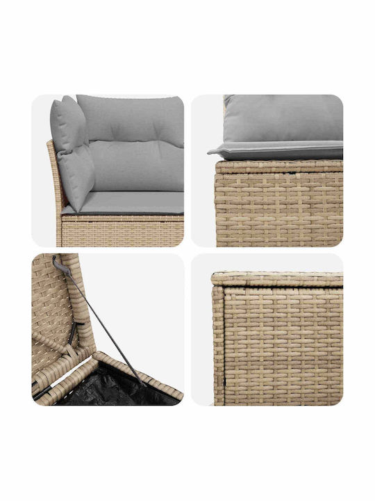 Γωνιακός Καναπές Εξωτερικού Χώρου Rattan με Μαξιλάρια