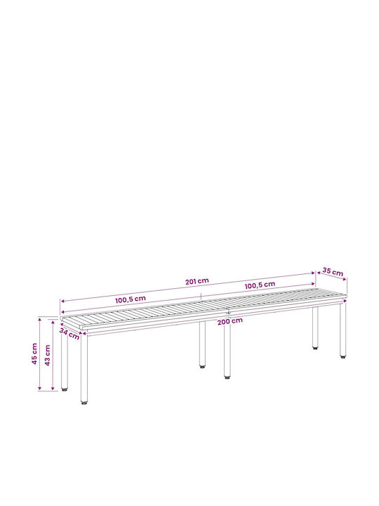 Outdoor Wooden Bench 201x35x45cm