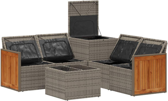 vidaXL Garden & Outdoor Furniture Sets Living Room Set Pieces 6 Grey and Dark Grey with Pillows