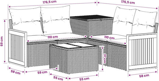 vidaXL Garden & Outdoor Furniture Sets Living Room Set Pieces 6 Grey and Dark Grey with Pillows