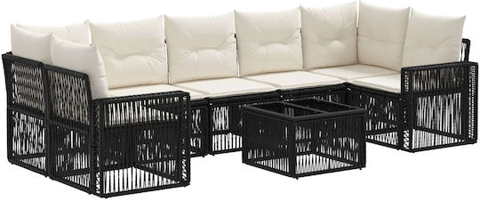 Garten- und Outdoor-Möbelsets Wohnzimmer Typsatz 8 Stück Schwarz mit Kissen