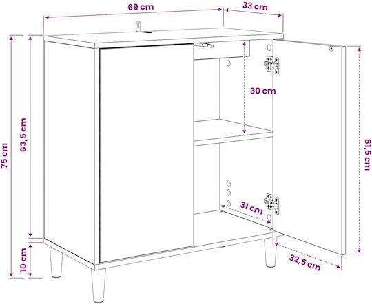 Sideboard Lochem Wooden Sonoma 69x33x75cm