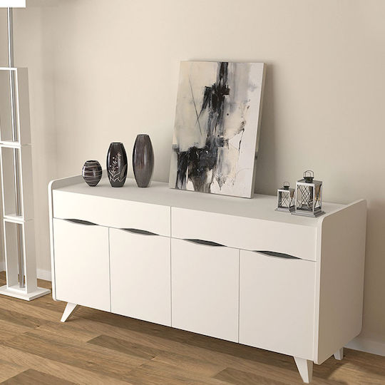 Μπουφές Sila Ξύλινος με Συρτάρια Λευκό 140x45x77cm