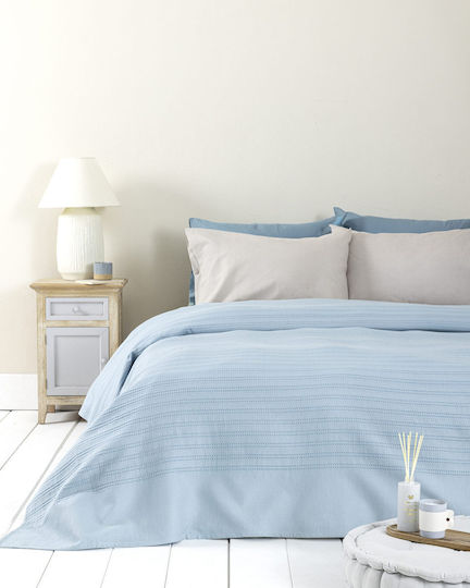 Nima Einzeldecke 160x240cm Dune Denim Blau
