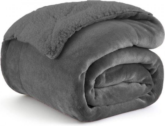 Sherpa Fleece Blanket Super Double 220x240cm Dark Gray