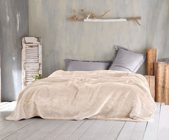 Rythmos Velour Decke Übergröße 220x240cm Beige