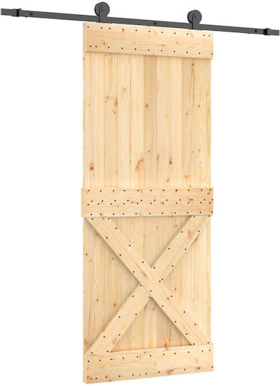 Vidaxl Συρόμενη Πόρτα Φυσικό Μαύρο 85 X 210 Cm