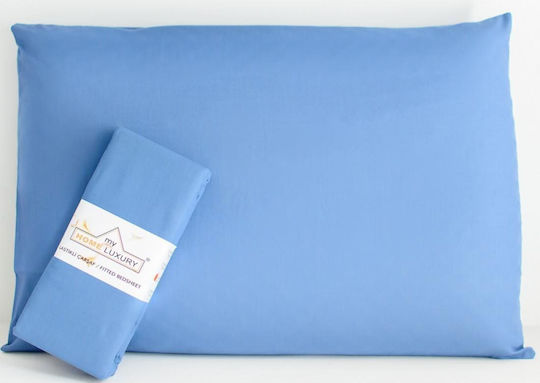 My Home Luxury Bettwäsche-Set mit 2 Kissenbezügen Super-Doppel mit Gummiband 160x200+37cm. Monochrome Blue Raf 3Stück