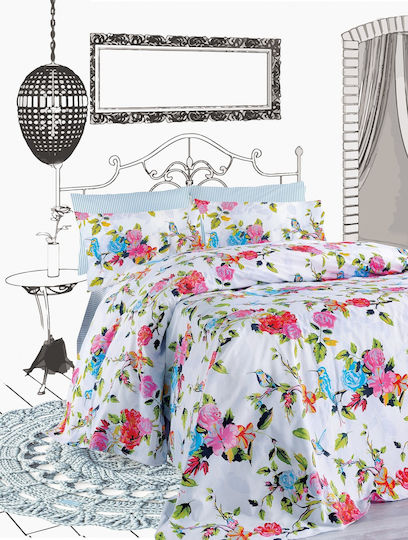 Makis Tselios Home Primavera Σετ Σεντόνια King Size με Λάστιχο 180x205+40εκ. White (4τμχ)