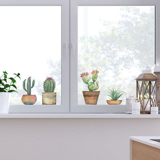 Dekorativer Aufkleber Glas Cactus 4Stück 34x15.5cm Ango