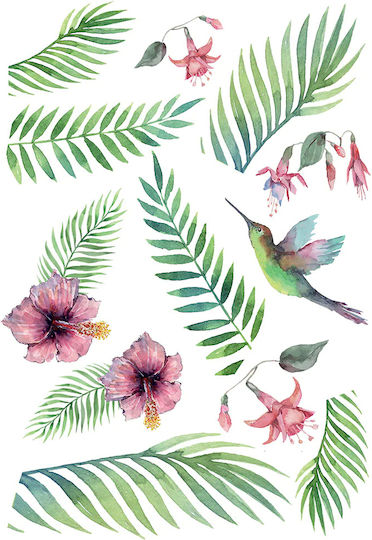 Декоративно Стикер Стена Tropical Hummingbird 1бр 70x47.5бр Ango