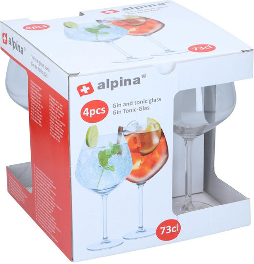 Alpina Appliances Σετ Ποτήρια Κοκτέιλ Κολωνάτα Γυάλινα 730ml 4τμχ