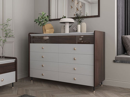 Comoda pentru Dormitor Forza cu 8 sertare Boras/oak-ashy 130x52x92.5buc