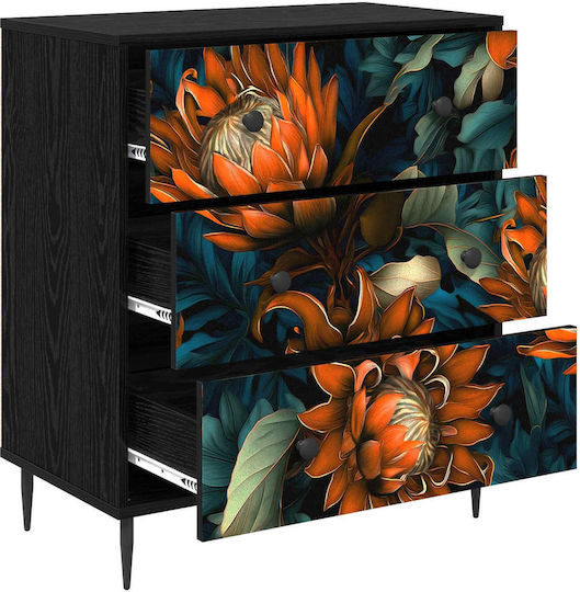 Kommode Schlafzimmer Holz mit 3 Schubladen Orange 66x36.5x76cm