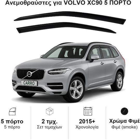 Heko Σετ Ανεμοθραύστες Αυτοκινήτου Μπροστινοί Σκούρο Φιμέ για Volvo XC 90 2τμχ