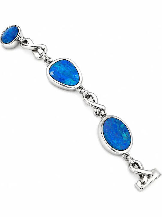 Brățară Argintie Opal Pentru Femei Cu Închidere Până La 19,5 Centimetri Silverline 0230226702/Albastru Clasic Opal Argint Alb 0230226702