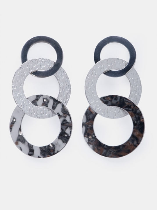 Ohrringe Hängend Mehrere Geometrische Ringe 4962911-Silber