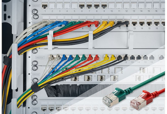 Digitus F/FTP Cat.6a (Gigabit) Мрежов Кабел Ethernet 0.3м Черен 10 Бройки