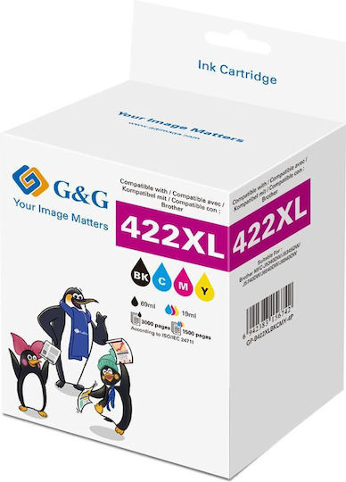 G&G Compatible Inkjet Printer Ink Pack Brother Brother LC422XLVAL 3000 Pages Black 4 Pieces