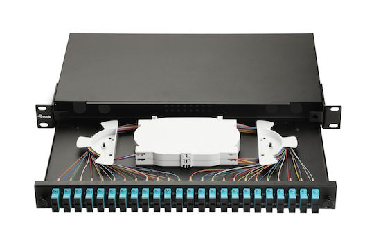 Equip Patch Panel Lwl 24 Anschlüsse Lc‑duplex Om3 1u Vollständig Schwarz