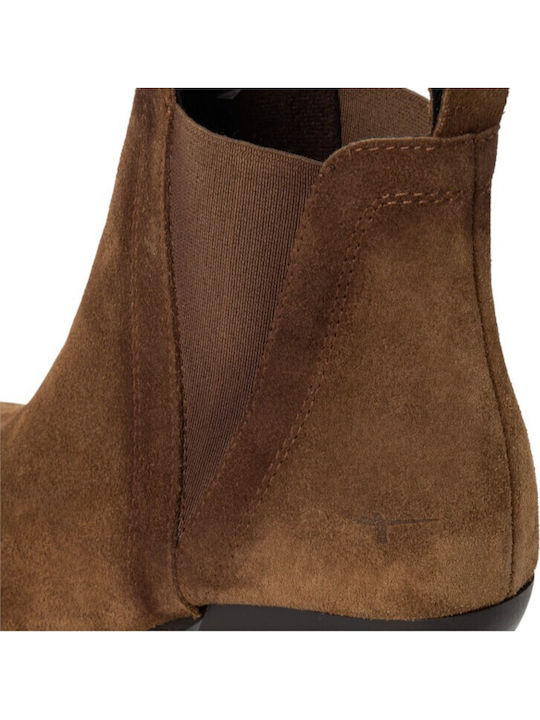Leather Women's Chelsea Ankle Boots with Medium Heel Brown