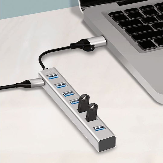 LogiLink USB Hub 7 Ports USB 3.0 with USB-A Connection Silver
