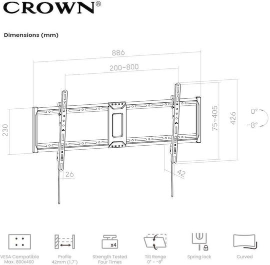 Crown WM75K4395ST Wandmontage TV-Halterung