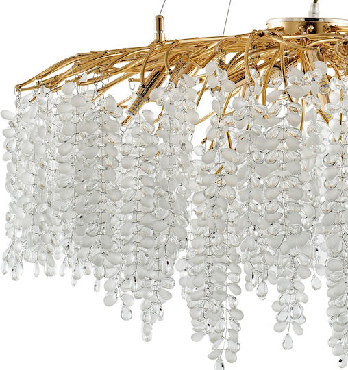 Artekko Hanging Ceiling Light Transparent with Crystals for G9 Socket 80x80cm