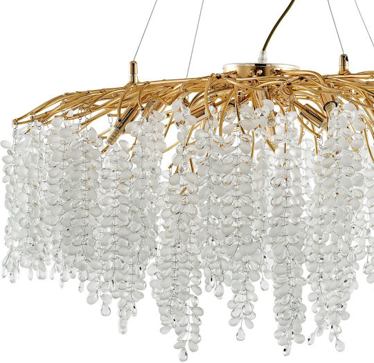 Artekko Hanging Ceiling Light Transparent with Crystals for G9 Socket 80x80cm