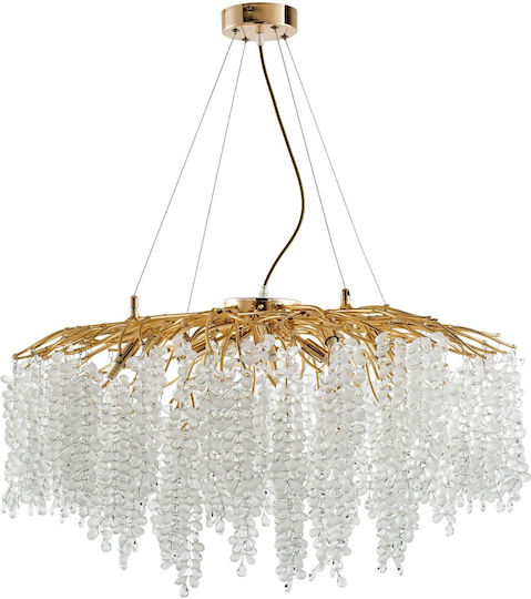 Artekko Hanging Ceiling Light Transparent with Crystals for G9 Socket 80x80cm