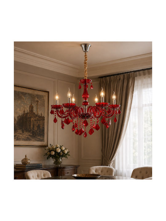 Artekko Chandelier Ø68cm with Red Crystals 023-3241