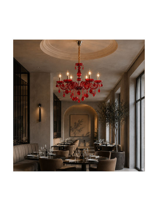 Artekko Chandelier Ø68cm with Red Crystals 023-3241