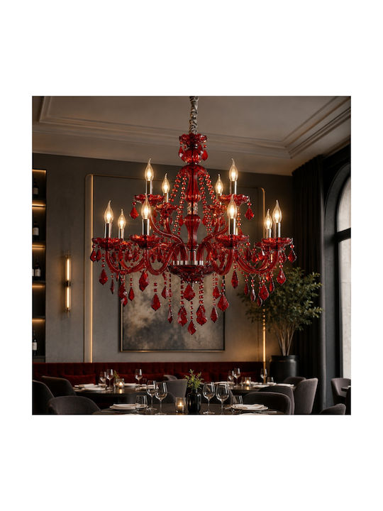 Artekko Chandelier Ø80cm with Red Crystals 023-3242