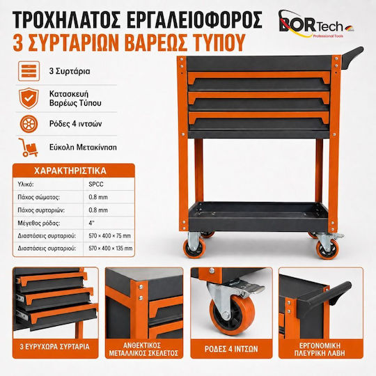 Bortech Dulap scule metalic cu roți