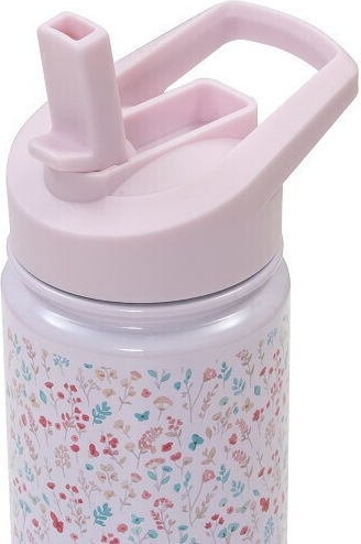Interbaby Flowers Ανοξείδωτο Παιδικό Παγούρι Θερμός με Καλαμάκι Ροζ 500ml