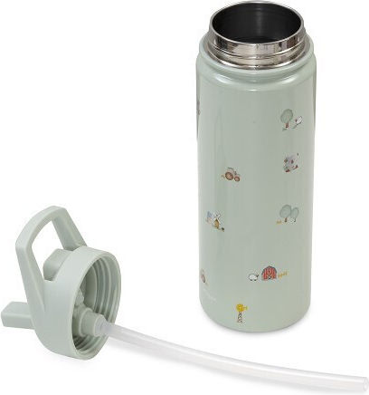 Interbaby Farm Stainless Steel Kids Water Bottle Thermos with Straw Green 500ml