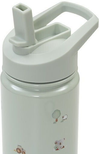 Interbaby Farm Stainless Steel Kids Water Bottle Thermos with Straw Green 500ml