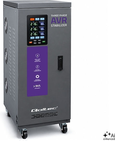 Three-phase Voltage Stabilizer Qoltec Avr Multiprotection 20 Kva Accuracy ± 3% Three-phase Servomotor Lcd Screen