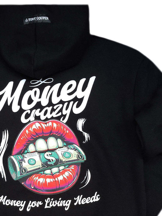 Tony Couper Unisex Langärmeliges Kapuzenpulli Money Crazy Schwarz H26/47 Tony Couper Unisex Langärmeliges Kapuzenpulli Money Crazy Schwarz H26/47