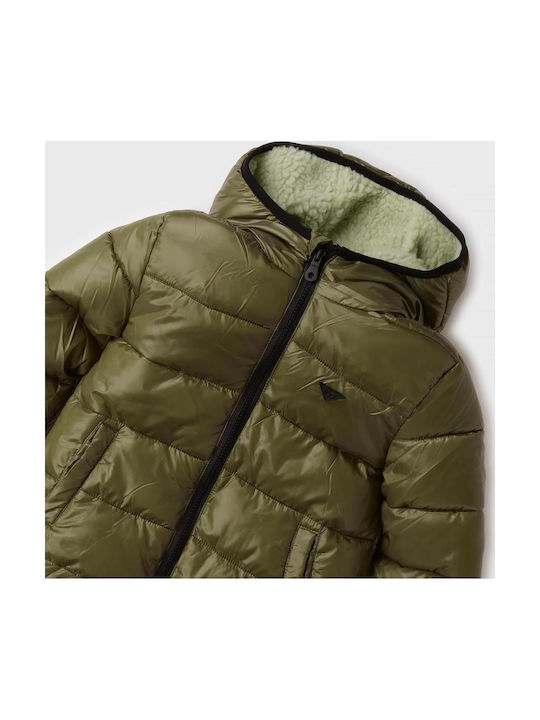 Kids Quilted Short Jacket with Lining & Hood Green