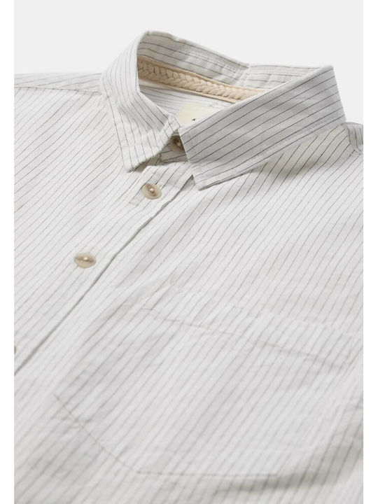 Long Sleeve Shirt Regular Fit Striped Bright White