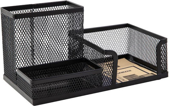 Deli Office Organizer Metal Mesh 3 Compartments Black