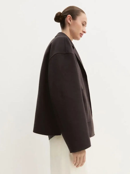 Women's Double Sided Winter Jacket Dark Brown