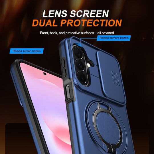 Sliding Cover Hard Case Ring Blue Samsung Galaxy A27 5G