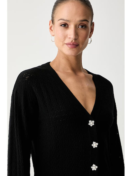 Short Women's Knitted Cardigan Black