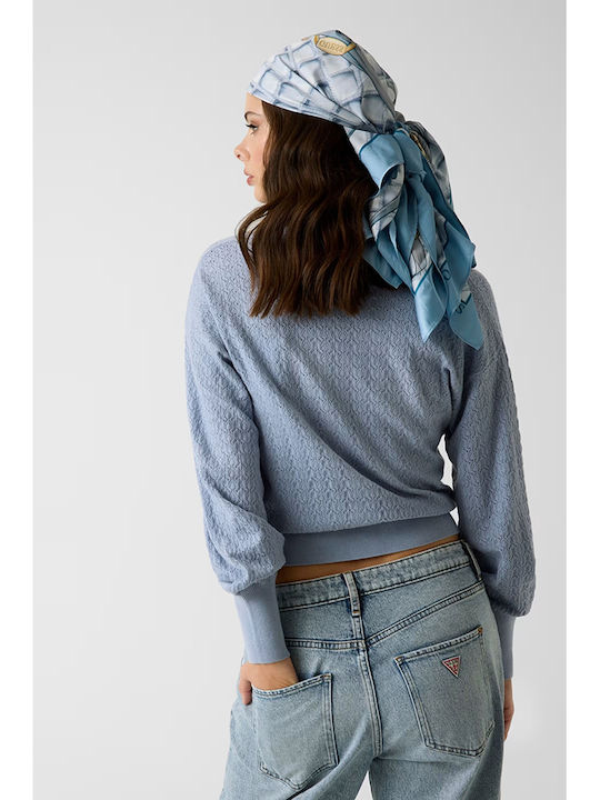 Kurze Gestrickte Damen Strickjacke Hellblau