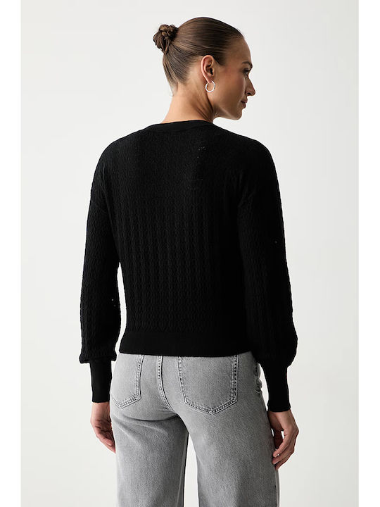 Short Women's Knitted Cardigan Black