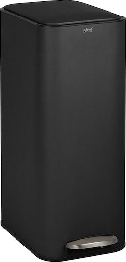 5Five Waste Bin Metallic with Pedal 30lt Black