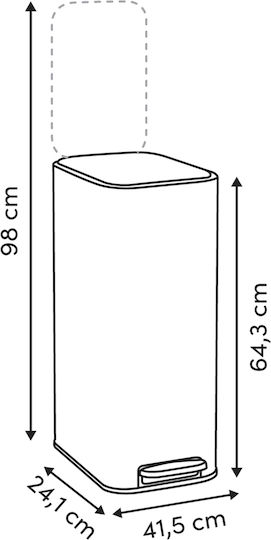 5Five Waste Bin Metallic with Pedal 30lt Black