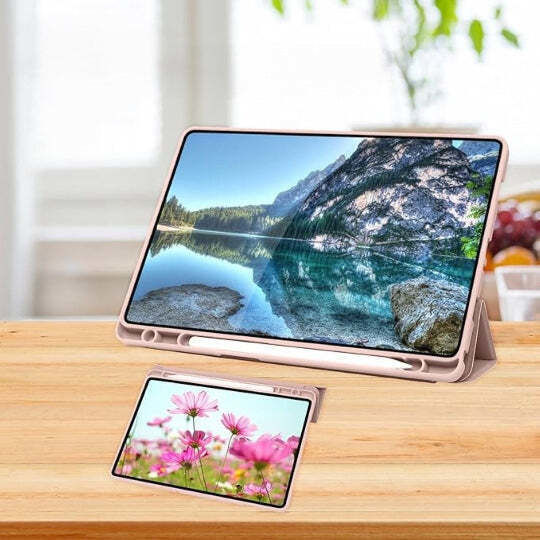 Smart Tri-fold Flip Case Pencil Holder Samsung Galaxy Tab A9 8.7" Rose Gold